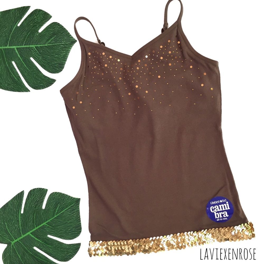 🆕 Limited Too Sequin Trim Cami With Built in Bra